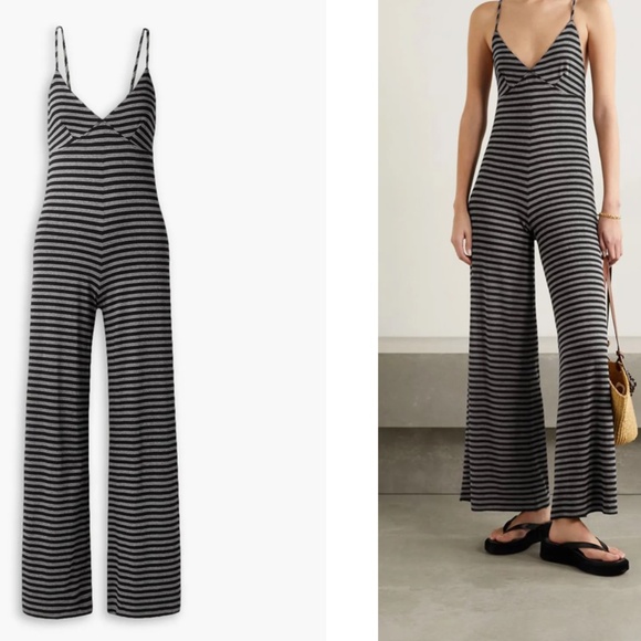 NORMA KAMALI Slip striped stretch-jersey jumpsuit - Picture 1 of 6